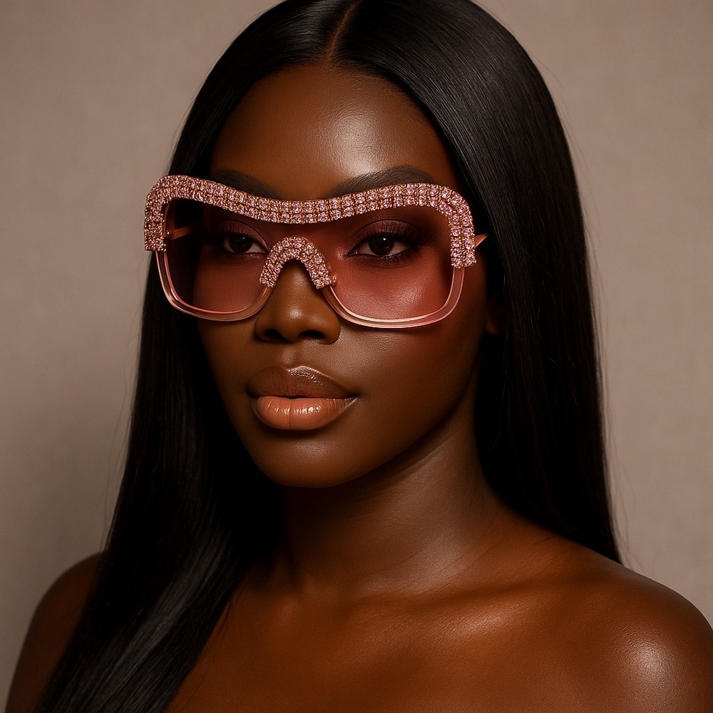 Elegant Pink Rhinestone Sunglasses